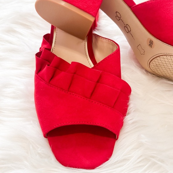 Jessica Simpson Red Ruffled Mules 10 - Picture 5 of 9